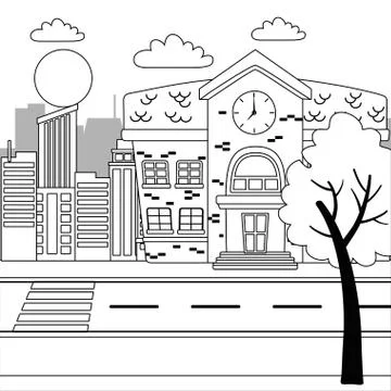 School building design vector illustration Ilustración de archivo