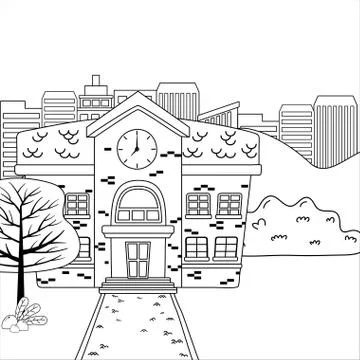 School building design vector illustration Ilustración de archivo