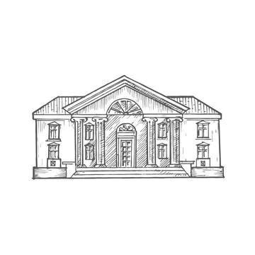 School Building Drawn Doodle Vector Illustration. Knowledge or Education Themed Ilustración de archivo