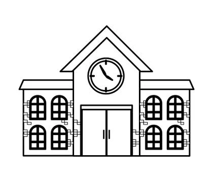 School building facade isolated icon Ilustración de archivo