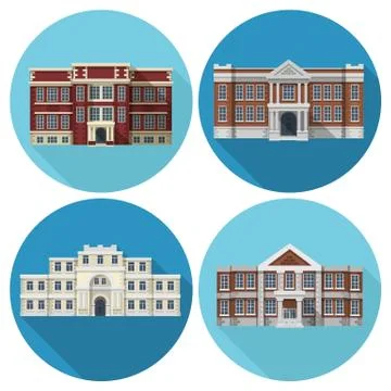 School Building Flat 스톡 일러스트