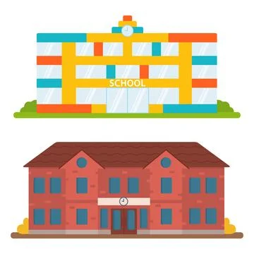 School building is in a flat style. College or university school Ilustración de archivo