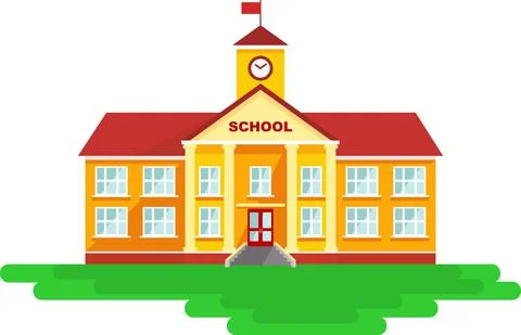 School building in flat style Stock Illustration