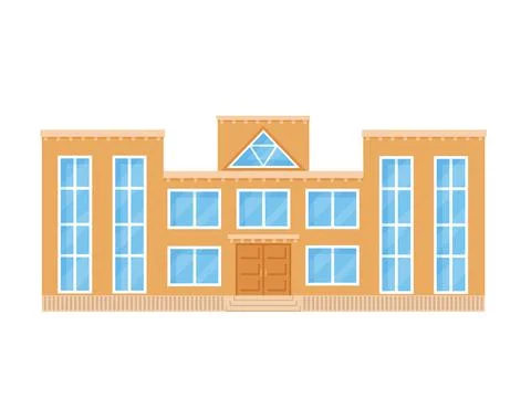 School building in flat style. Vector illustration isolated on white backgrou Stock Illustration