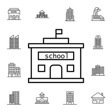 School, building flat vector icon in buildings pack Ilustración de archivo