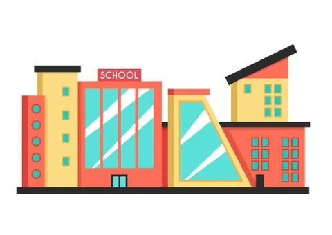 School building. Flat vector illustration. Constructivism style Ilustração Stock