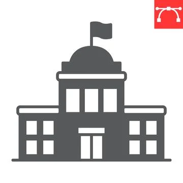 School building glyph icon Ilustración de archivo