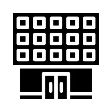 School building glyph icon vector illustration sign Ilustración de archivo