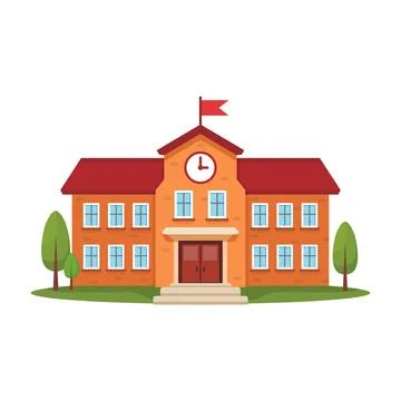 School building icon in cartoon flat style. Education house vector illustra.. Stock Illustration