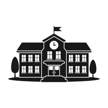 School building icon in cartoon flat style. Education house vector illustra.. Stock Illustration