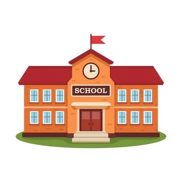 School building icon in cartoon flat style. Education house vector illustra.. Ilustración de archivo