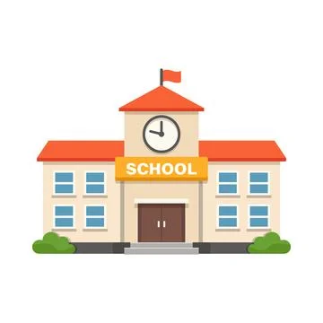 School building icon in cartoon flat style. Education house vector illustra.. Ilustración de archivo