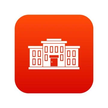 School building icon digital red Ilustración de archivo