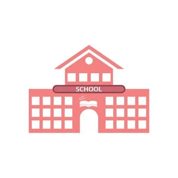 School building icon in flat color style. Education, university, college Ilustración de archivo
