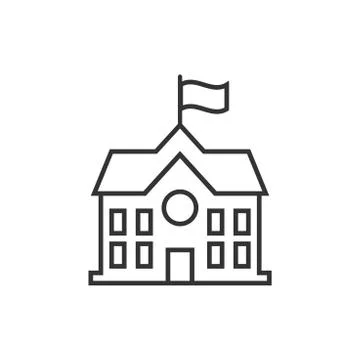 School building icon in flat style. College education vector illustration on  Ilustración de archivo