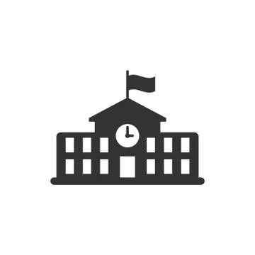 School building icon in flat style. College education vector illustration on  Ilustración de archivo