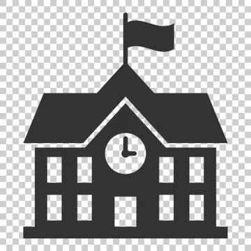 School building icon in flat style. College education vector illustration on  Ilustración de archivo
