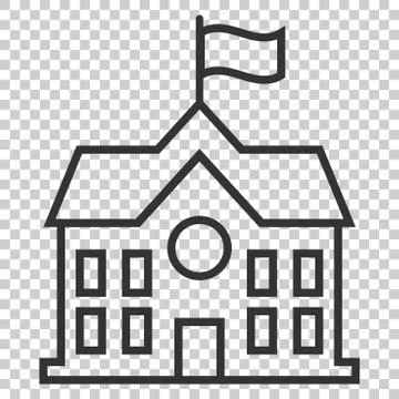 School building icon in flat style. College education vector illustration on  Ilustración de archivo