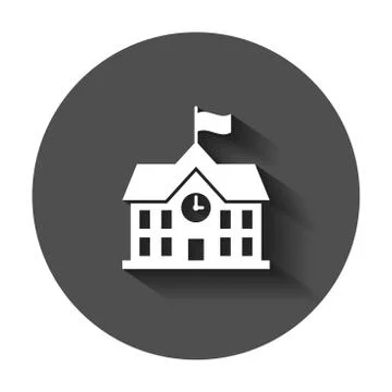 School building icon in flat style. College education vector illustration wit Ilustración de archivo