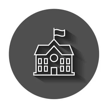 School building icon in flat style. College education vector illustration wit Ilustración de archivo