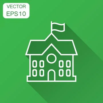 School building icon in flat style. College education vector illustration wit Ilustración de archivo