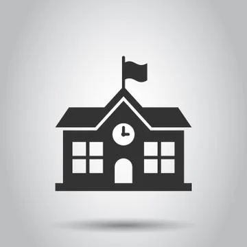 School building icon in flat style. College education vector illustration on  Ilustración de archivo