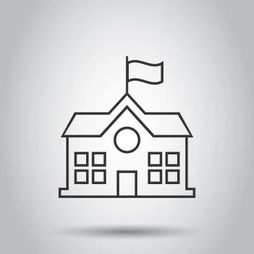 School building icon in flat style. College education vector illustration on  Ilustración de archivo