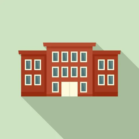 School building icon, flat style Ilustración de archivo
