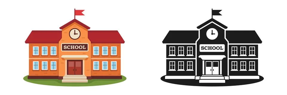 School building icon in flat style. Education house vector illustration on .. Stock Illustration