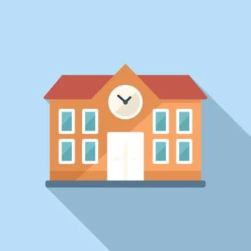 School building icon flat vector. Degree education Ilustración de archivo