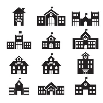 School building icon Stock Illustration