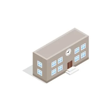 School building icon, isometric 3d style Ilustración de archivo
