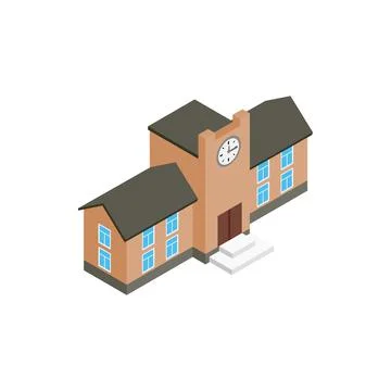 School building icon, isometric 3d style Stock Illustration