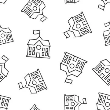 School building icon seamless pattern background. College education vector il Ilustración de archivo