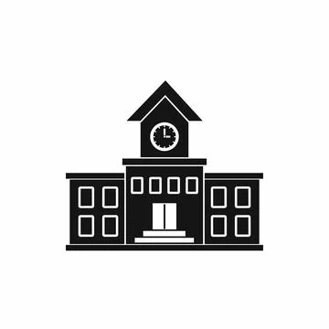 School building icon, simple style Stock Illustration