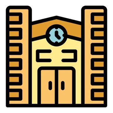 School building icon vector flat Ilustración de archivo