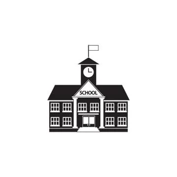 School building icon vector, solid logo, pictogram isolated on w Ilustración de archivo