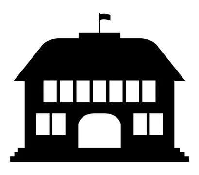 School building icon on white background Ilustración de archivo