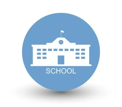 School building icon on white background Ilustración de archivo