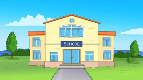 The School Building. Stock Illustration