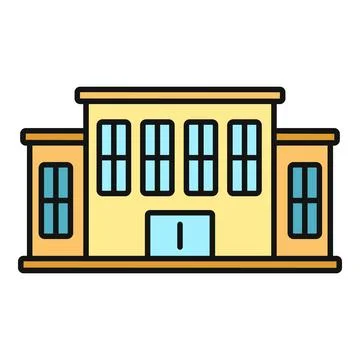 School building illustration flat design icon concept Ilustración de archivo