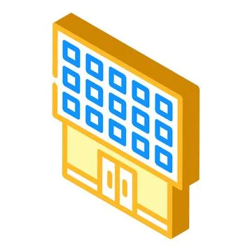 School building isometric icon vector illustration sign Stock Illustration