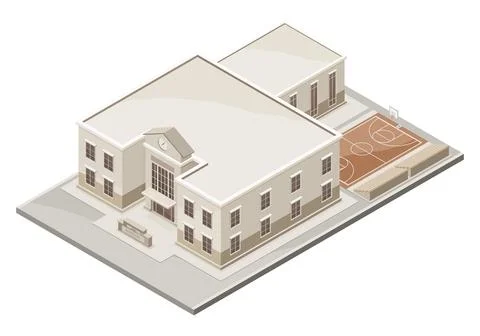 School building isometric Stock Illustration