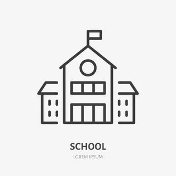School building line icon, vector pictogram of college or university. Education Ilustración de archivo