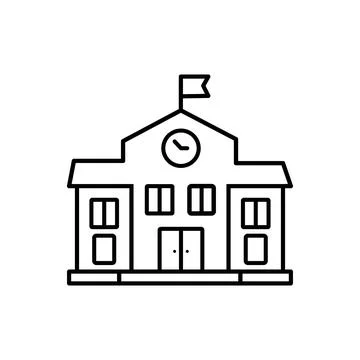 School building line icon, vector pictogram of college or university. Educati Ilustración de archivo