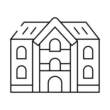School building line icon vector illustration Ilustración de archivo