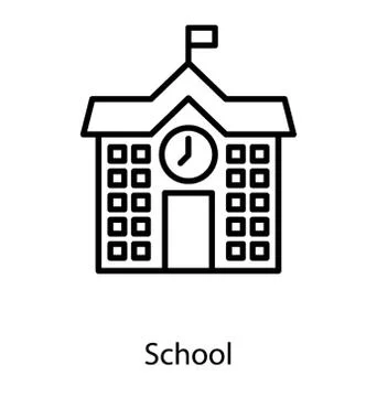School building in line vector Ilustración de archivo