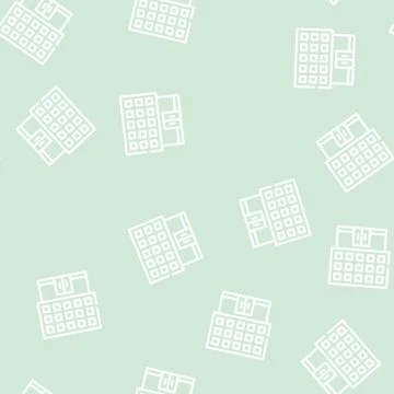School building line vector seamless pattern line Stock Illustration