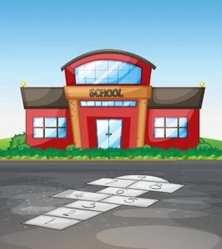 School building with no students イラスト素材