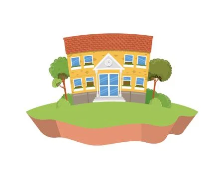 School building of primary with landscape Ilustración de archivo